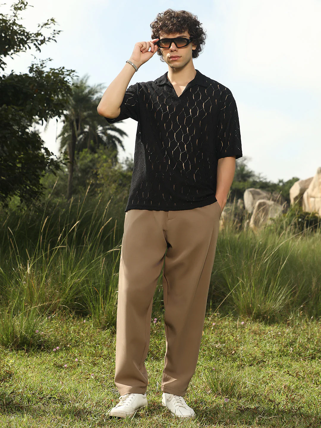 Honeycomb-Knit Polo T-Shirt - Image 6