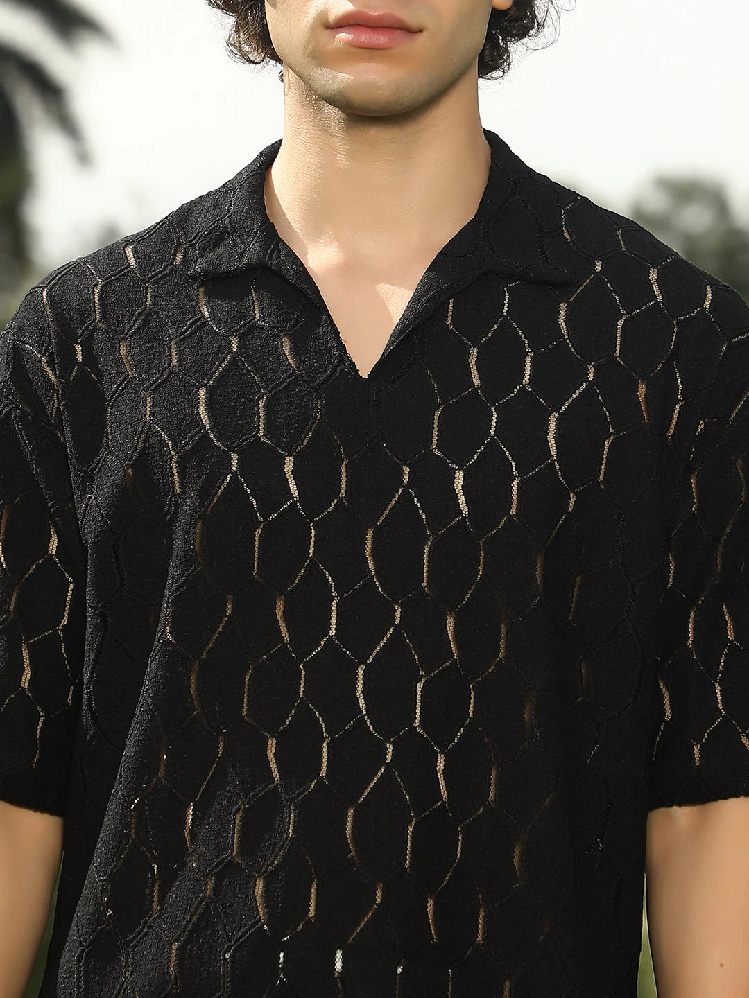 Honeycomb-Knit Polo T-Shirt - Image 7