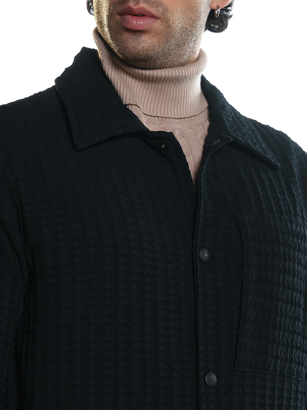 Houndstooth-Tactile Utility Bomber Jacket - Image 7