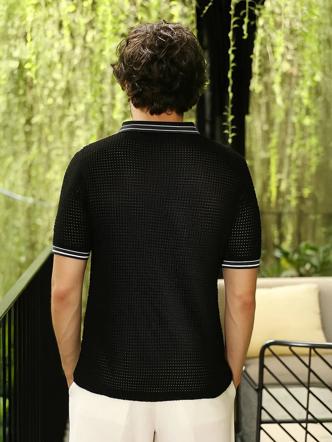 Loose-Knit Polo T-Shirt - Image 4