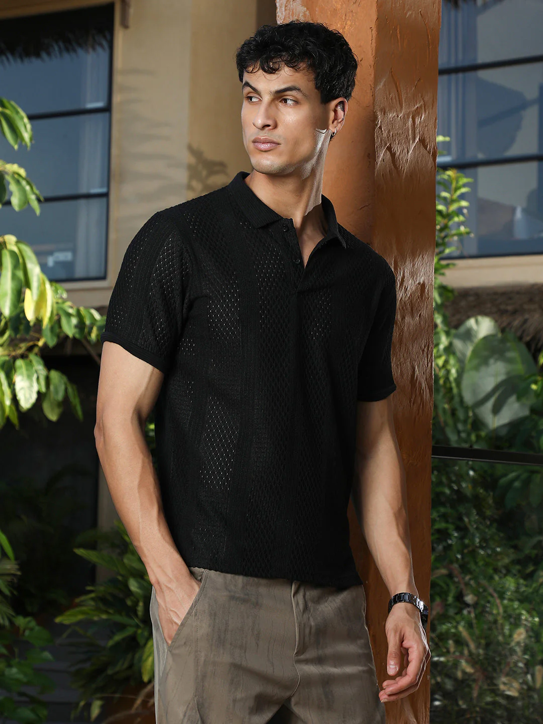 Marquise-Panel Jacquard Polo T-Shirt - Image 3