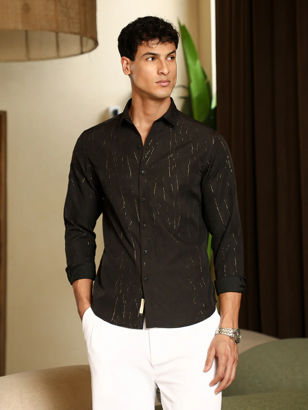 Metallic-Crushed Textured Shirt - Image 2