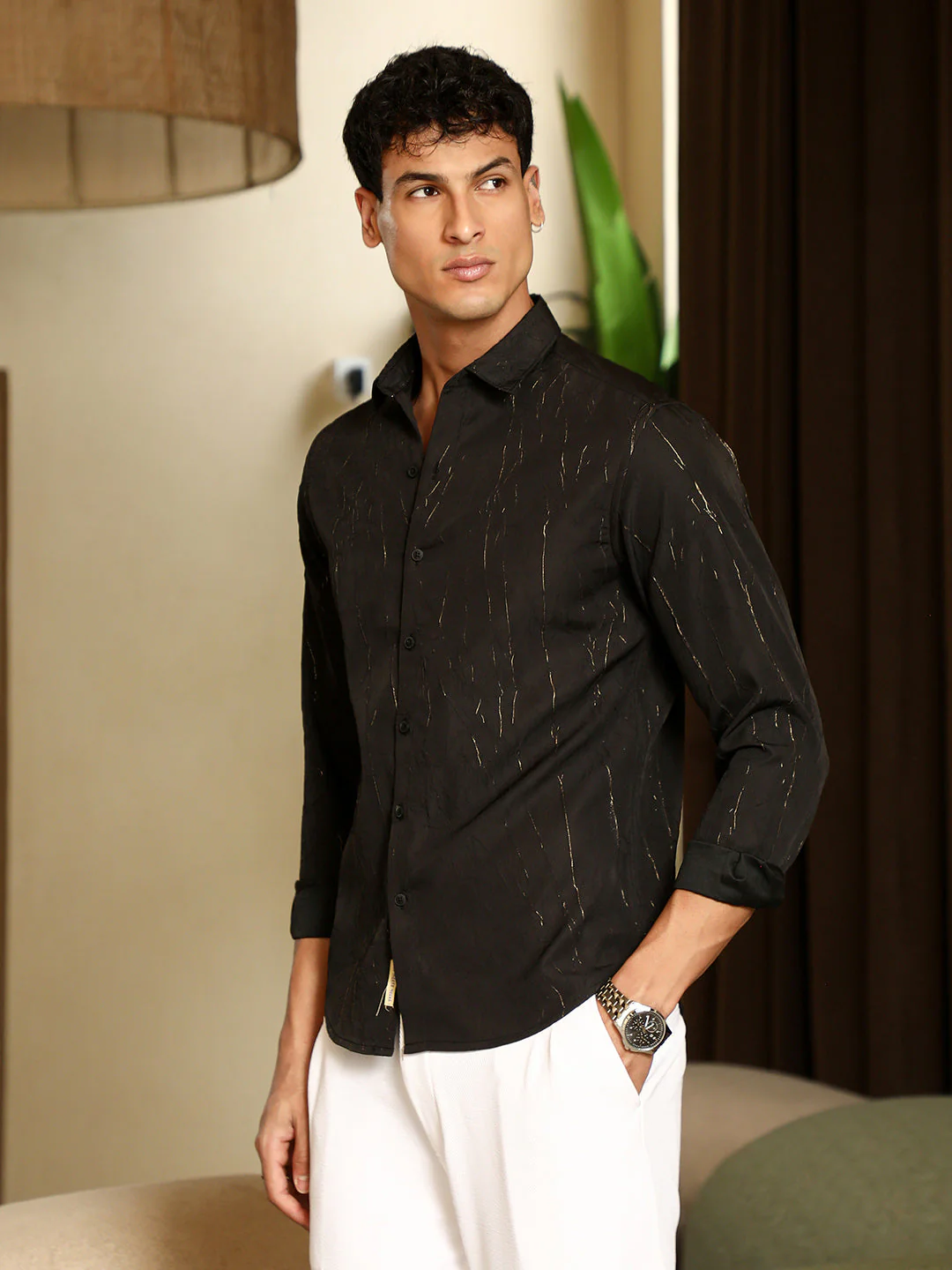 Metallic-Crushed Textured Shirt - Image 3
