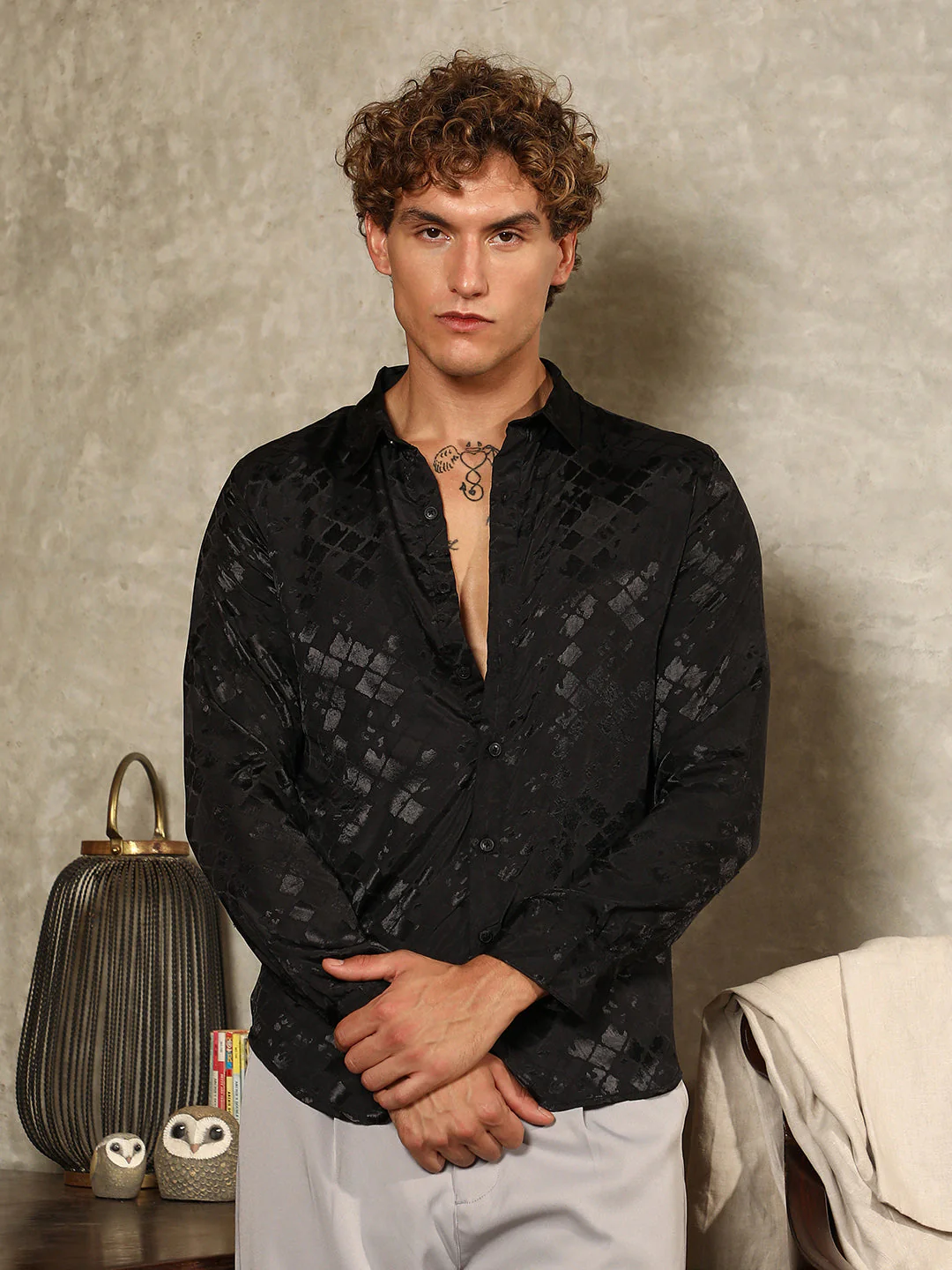 Noir-Cubic Textured Shirt - Image 2
