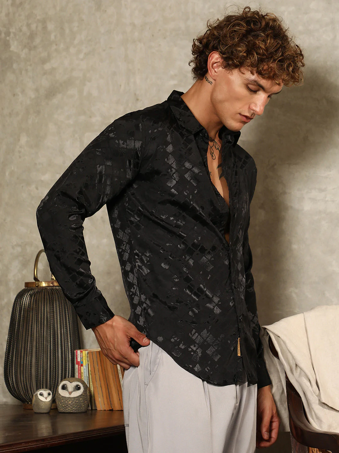 Noir-Cubic Textured Shirt - Image 3