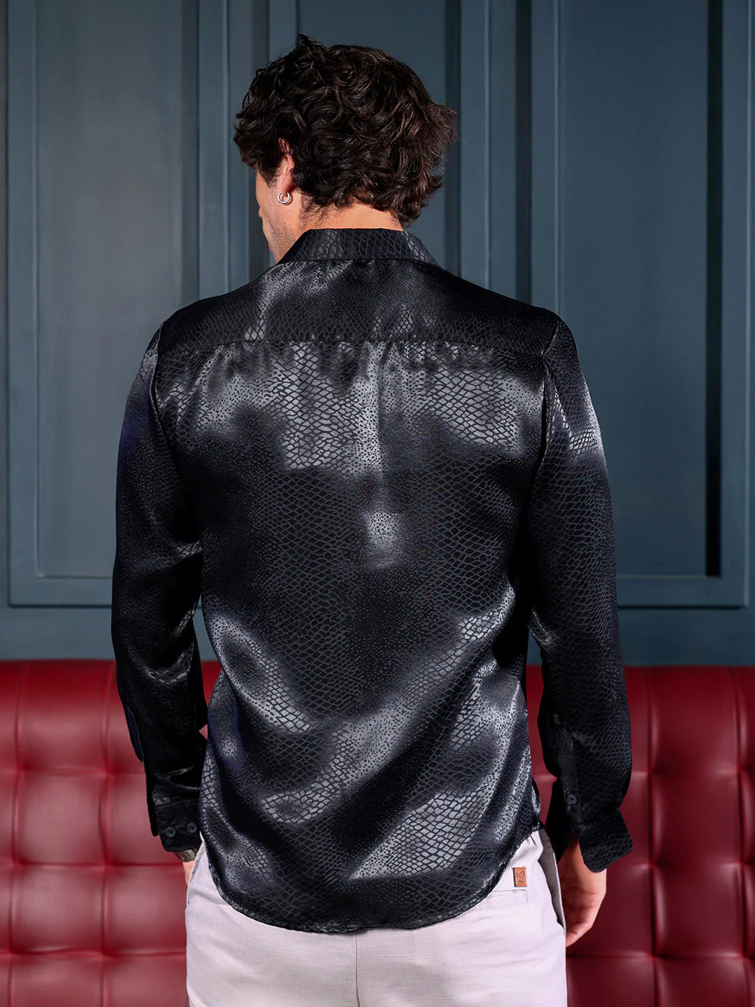 Reptilia Satin-Jacquard Shirt - Image 4