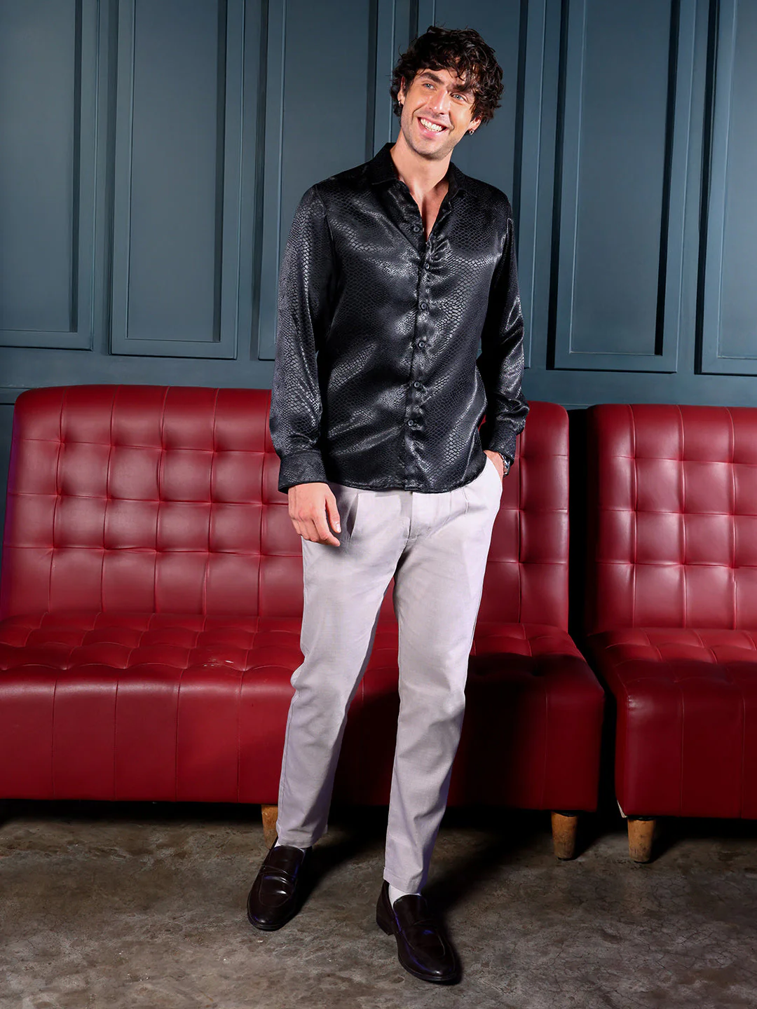 Reptilia Satin-Jacquard Shirt - Image 5