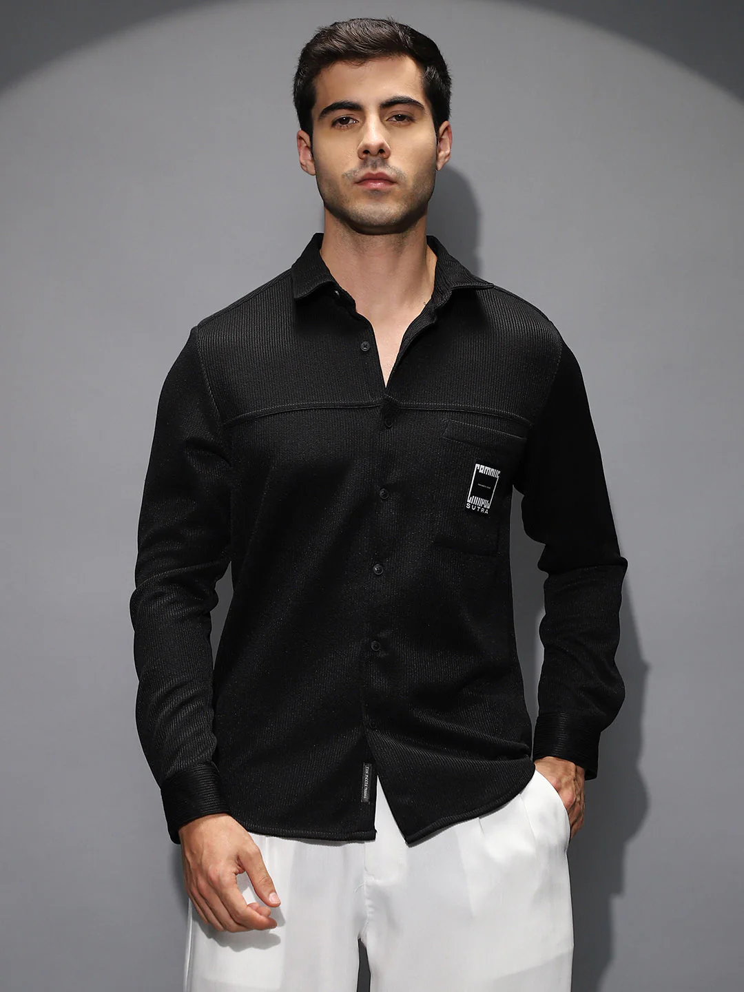 Ribbed-Knit Utility Shirt - Image 2