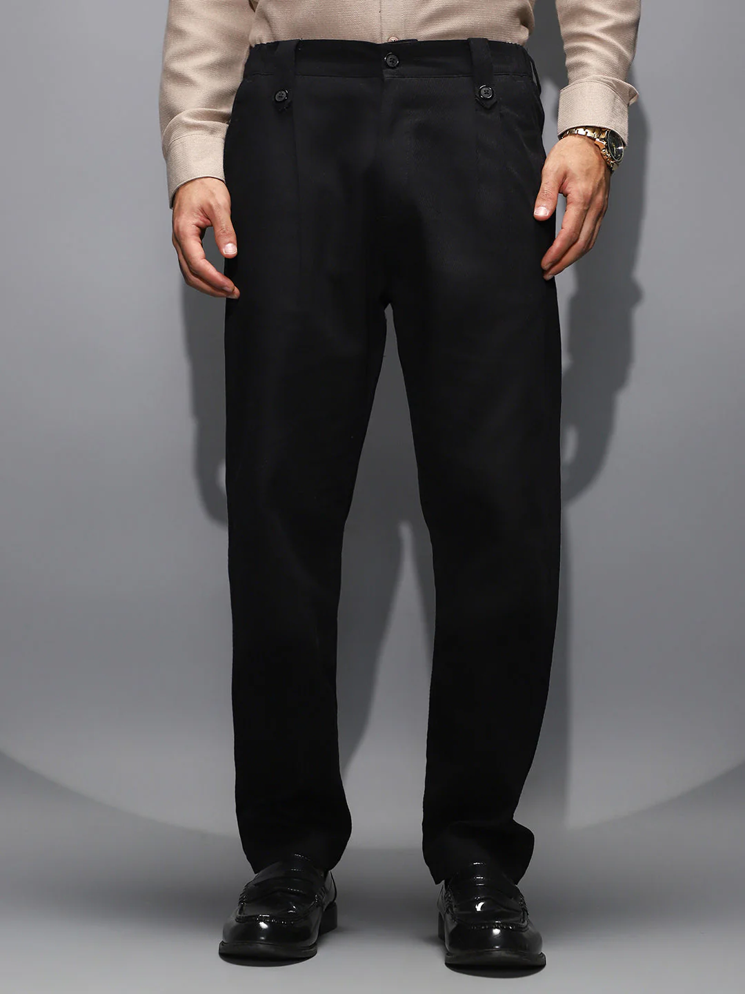 Ribbed-Pleated Chino Trousers - Image 2