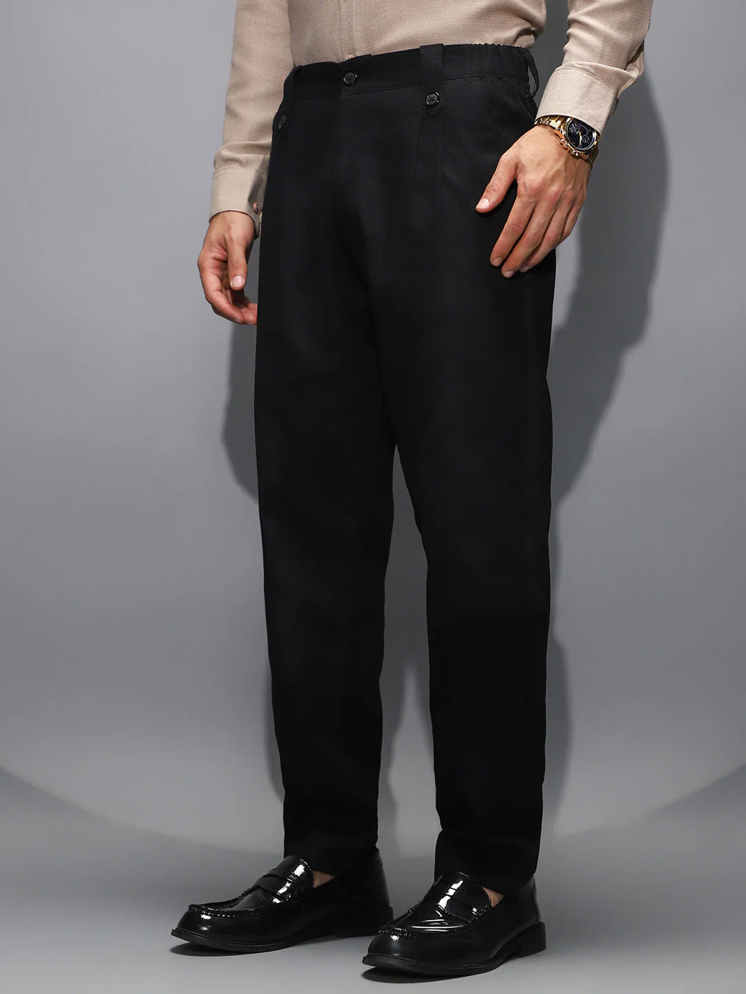 Ribbed-Pleated Chino Trousers - Image 3