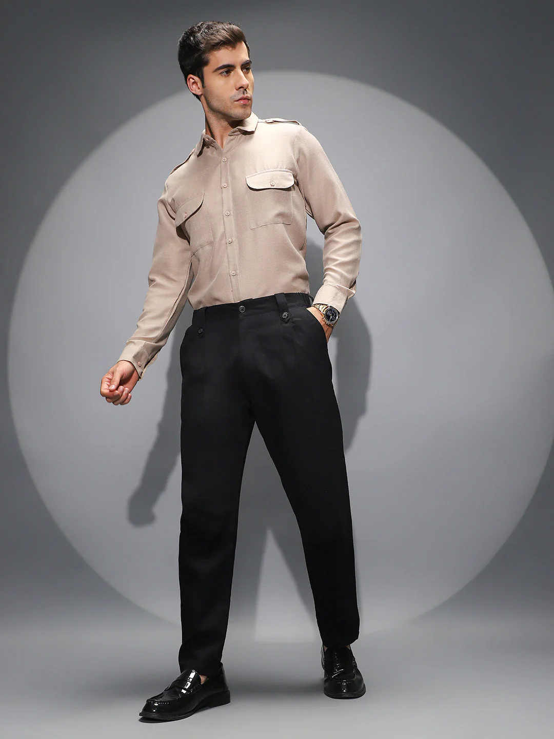 Ribbed-Pleated Chino Trousers - Image 5