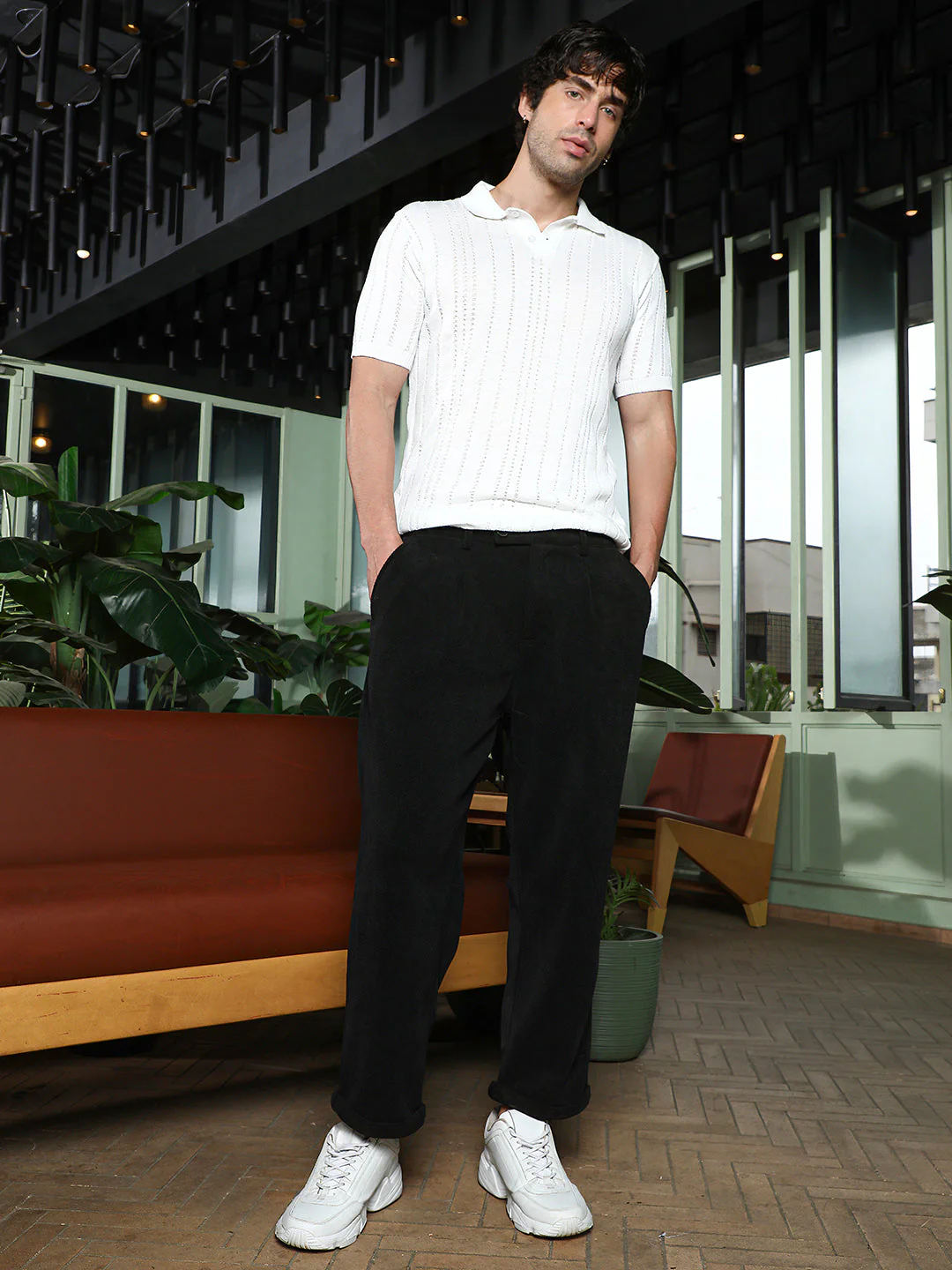Ribbed-Pleated Cuffed Trousers - Image 5