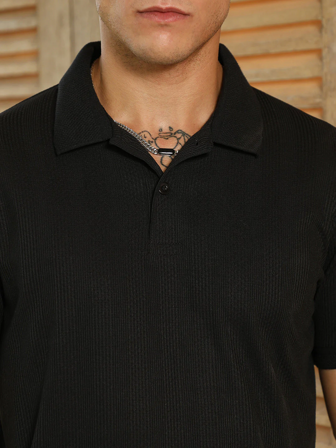 Ribbed -Tactile Polo T-Shirt - Image 7