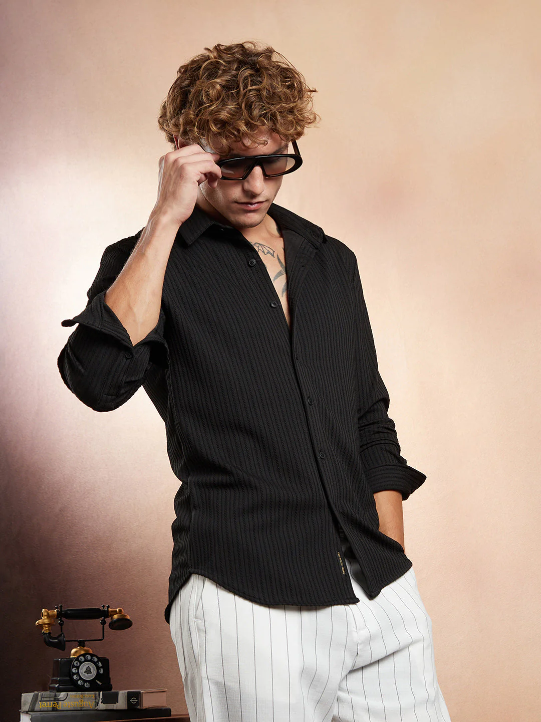 Rope-Striped Tactile Shirt