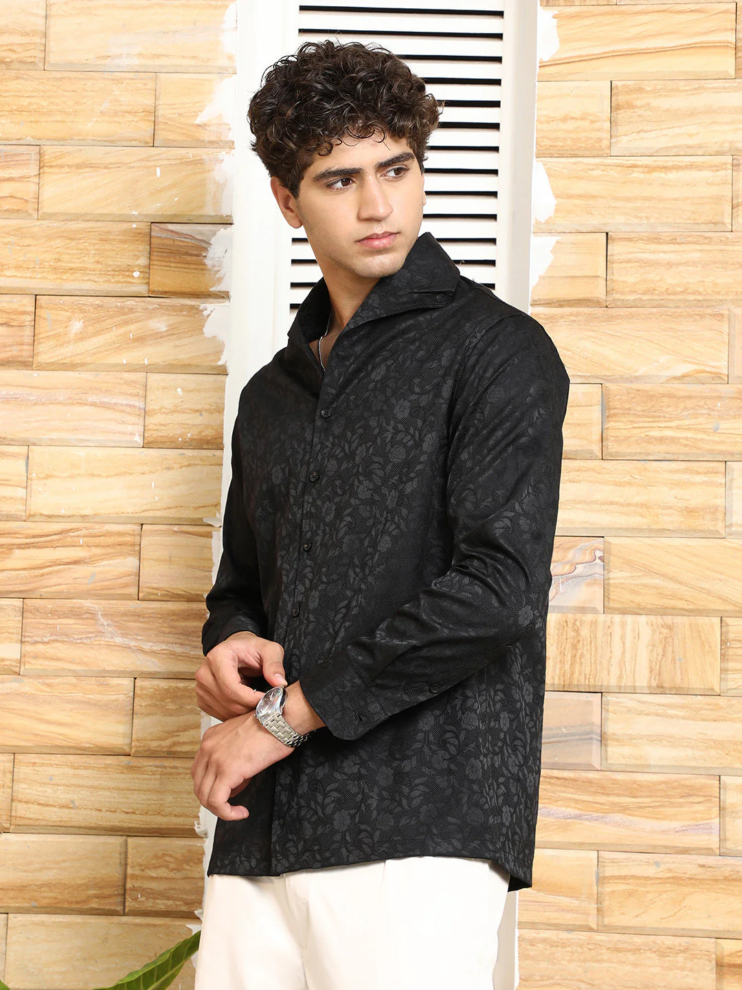 Self-Flora Jacquard Shirt - Image 3
