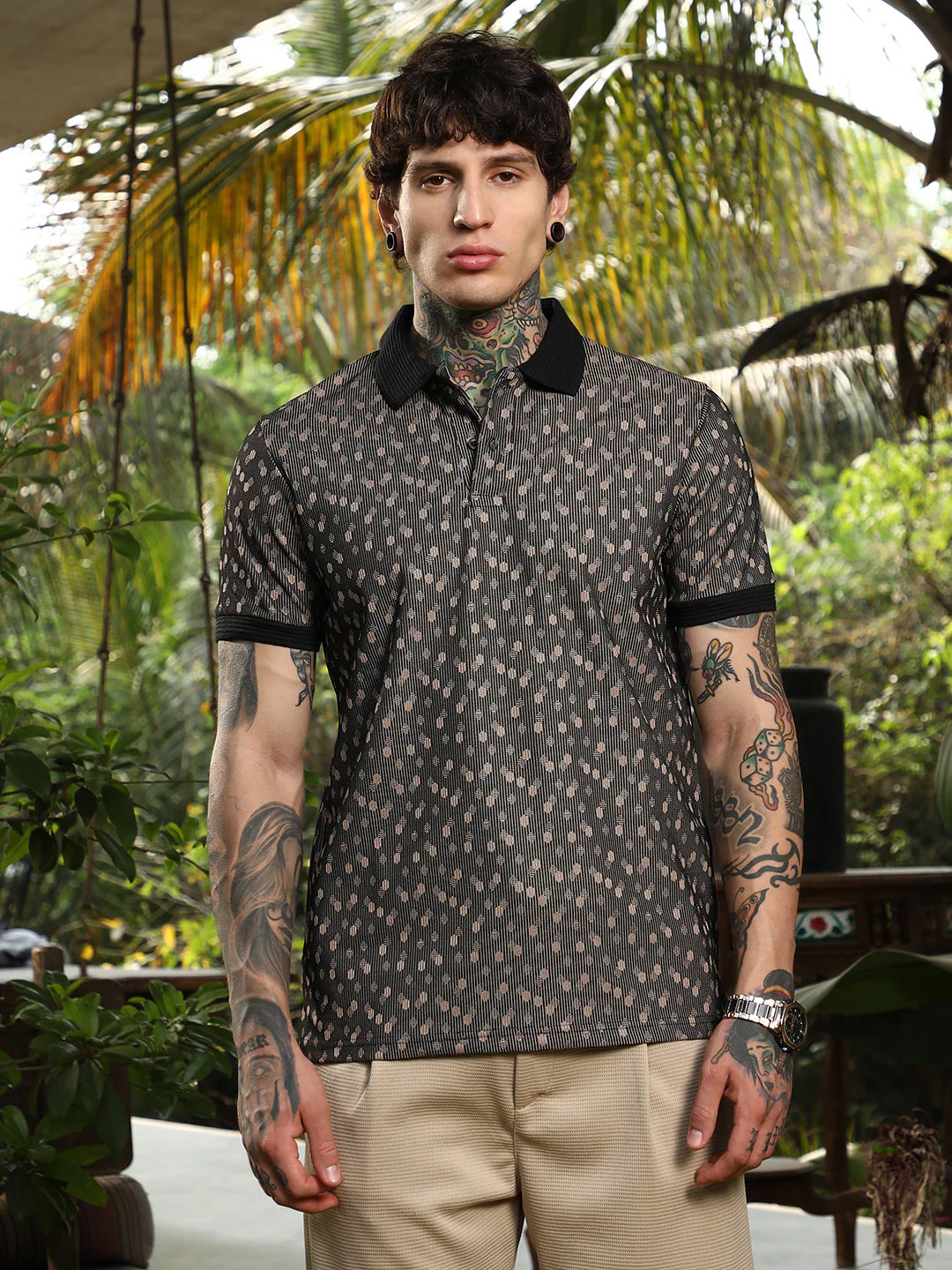 Shadowed-Polka Polo T-Shirt - Image 2