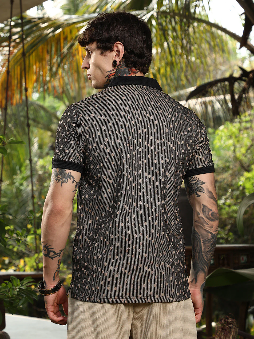 Shadowed-Polka Polo T-Shirt - Image 4