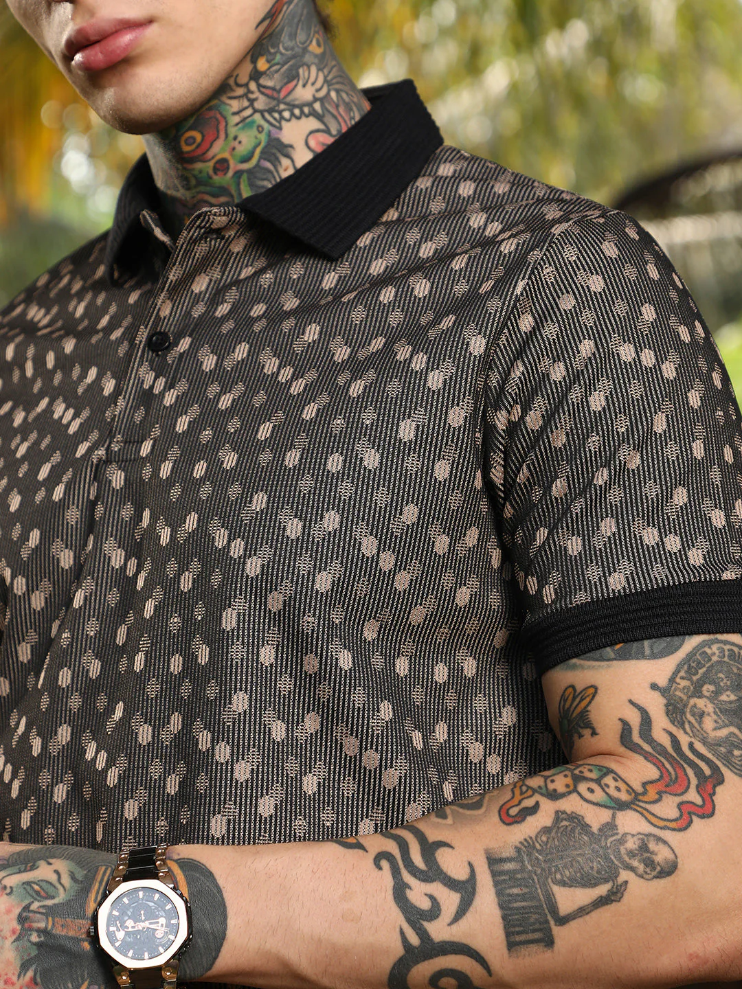 Shadowed-Polka Polo T-Shirt - Image 7