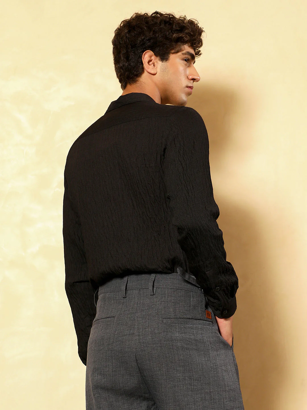 Solid Creased-Tactile Shirt - Image 4