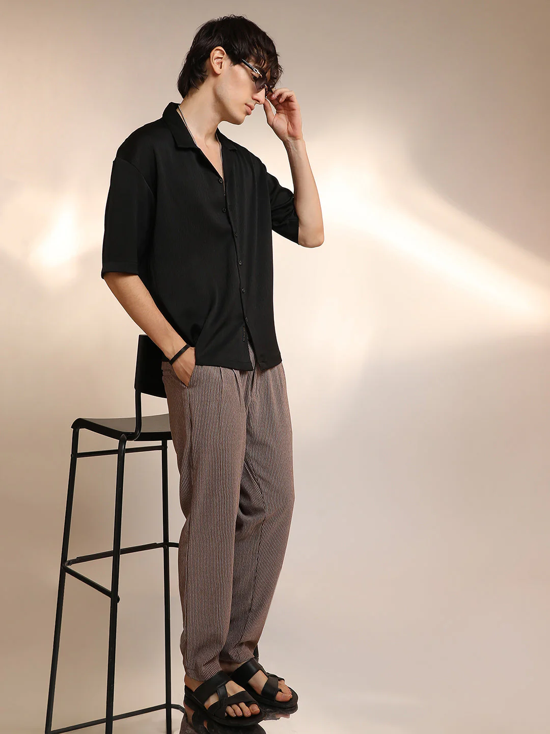 Solid Crinkle Oversized Shirt - Image 6