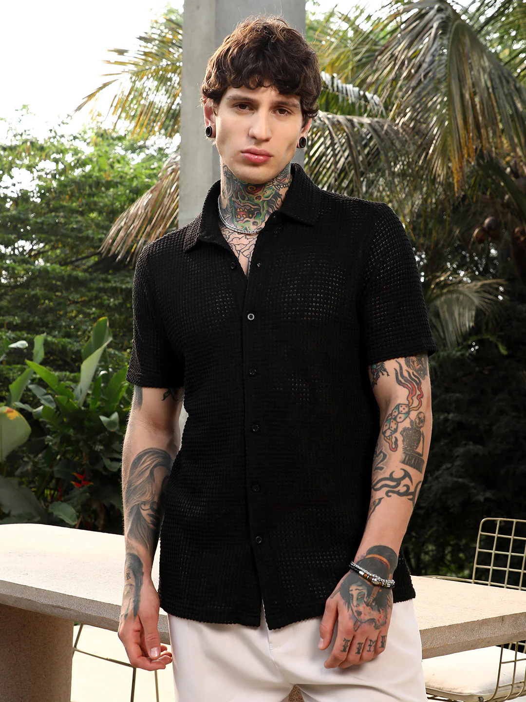 Solid-Knit Oversized Shirt - Image 2
