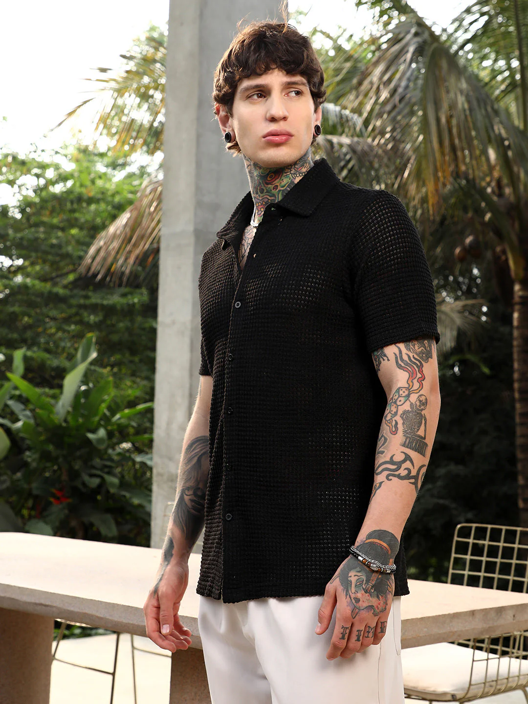 Solid-Knit Oversized Shirt - Image 3