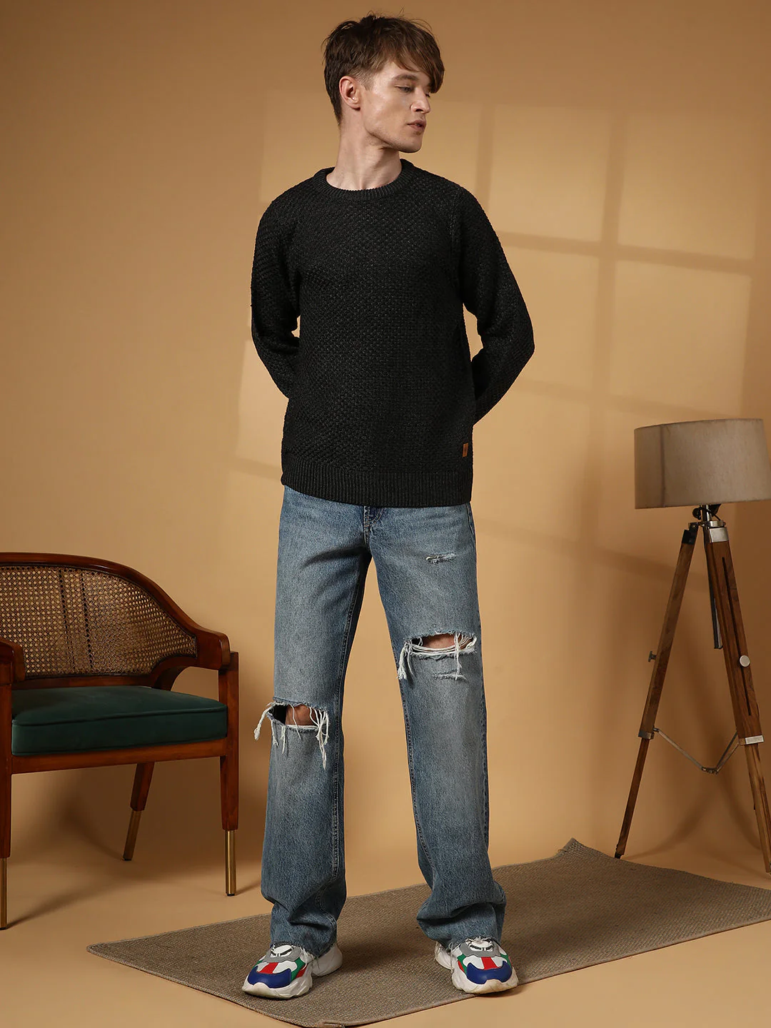 Solid Knitted Pullover Sweater - Image 11