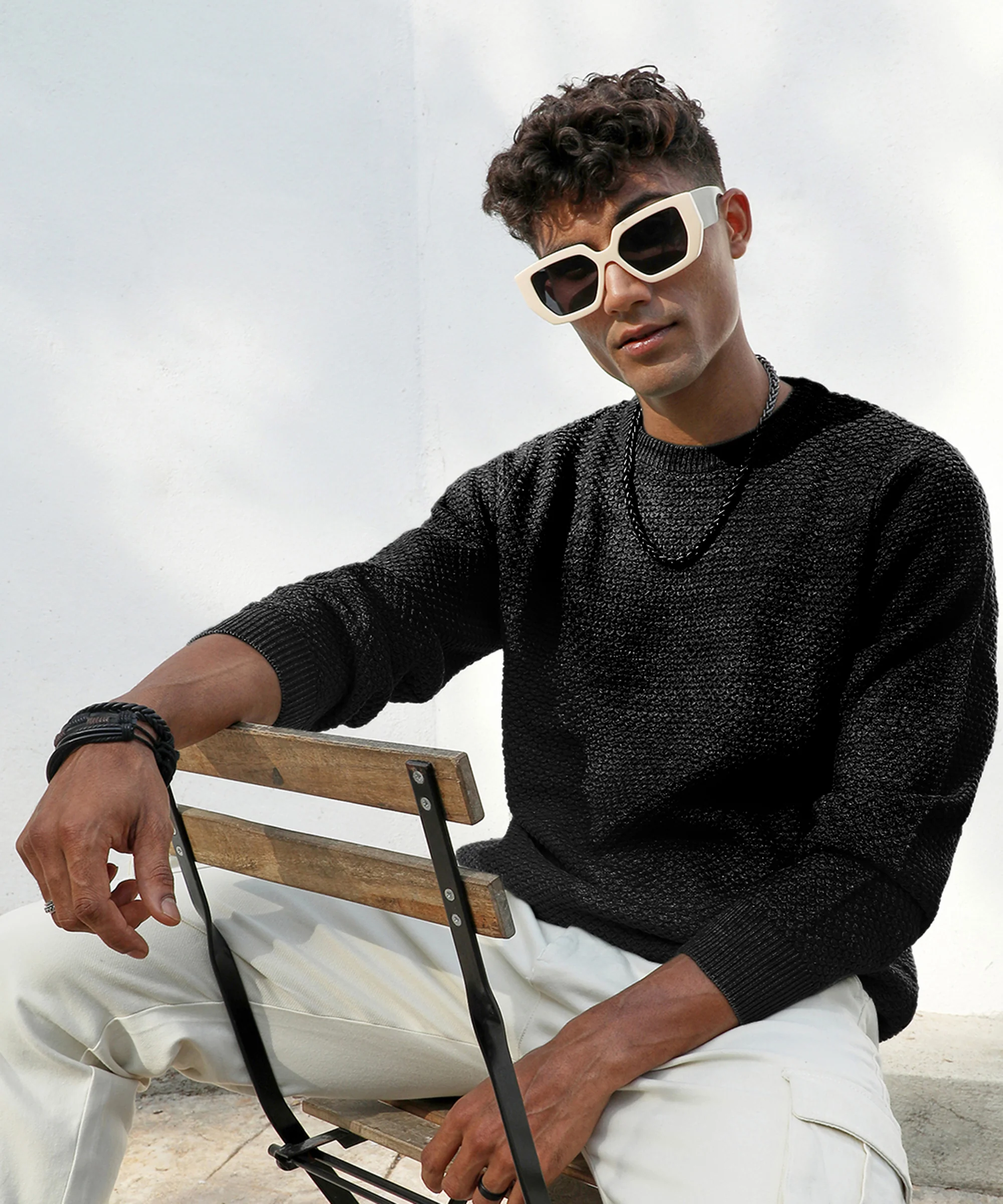 Solid Knitted Pullover Sweater - Image 12