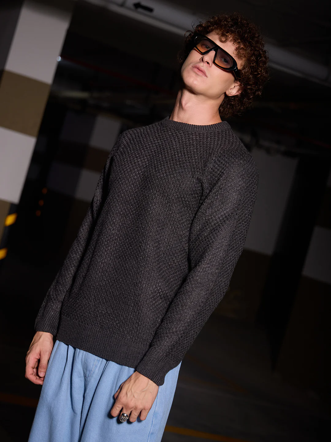 Solid Knitted Pullover Sweater - Image 2