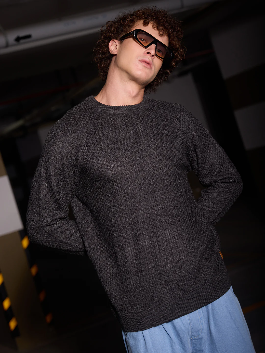 Solid Knitted Pullover Sweater - Image 3