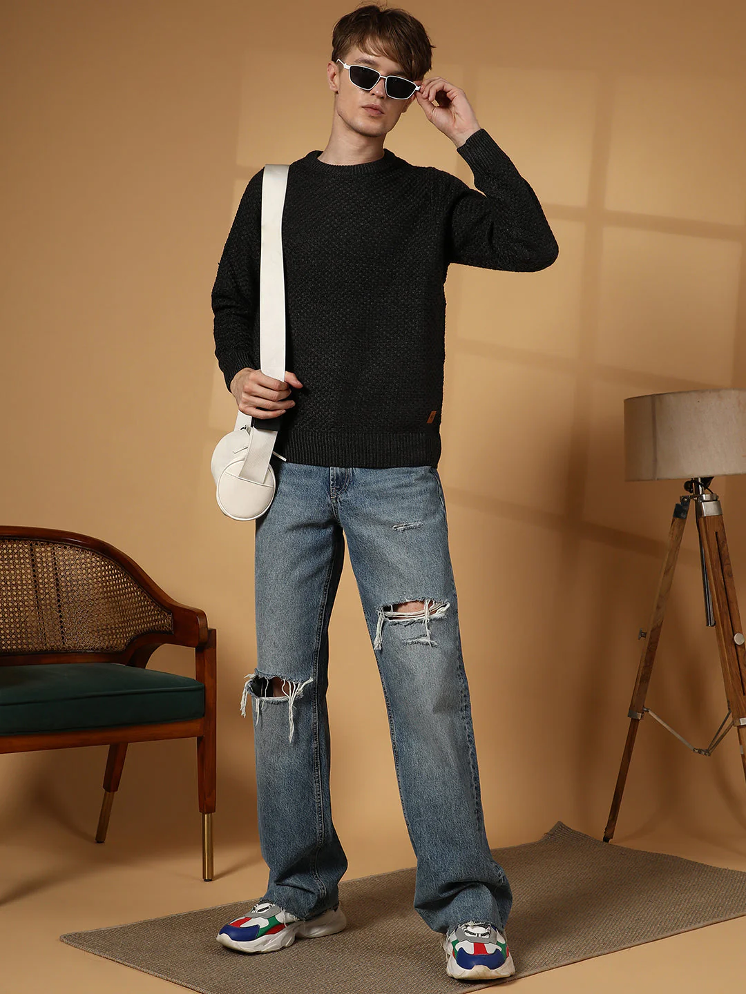 Solid Knitted Pullover Sweater - Image 9