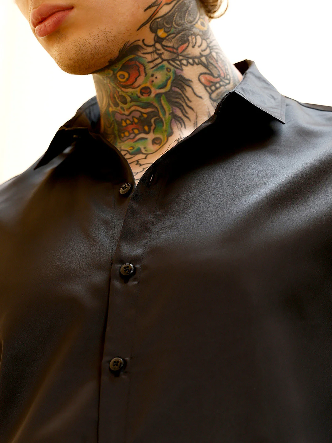 Solid-Satin Regular Shirt - Image 7
