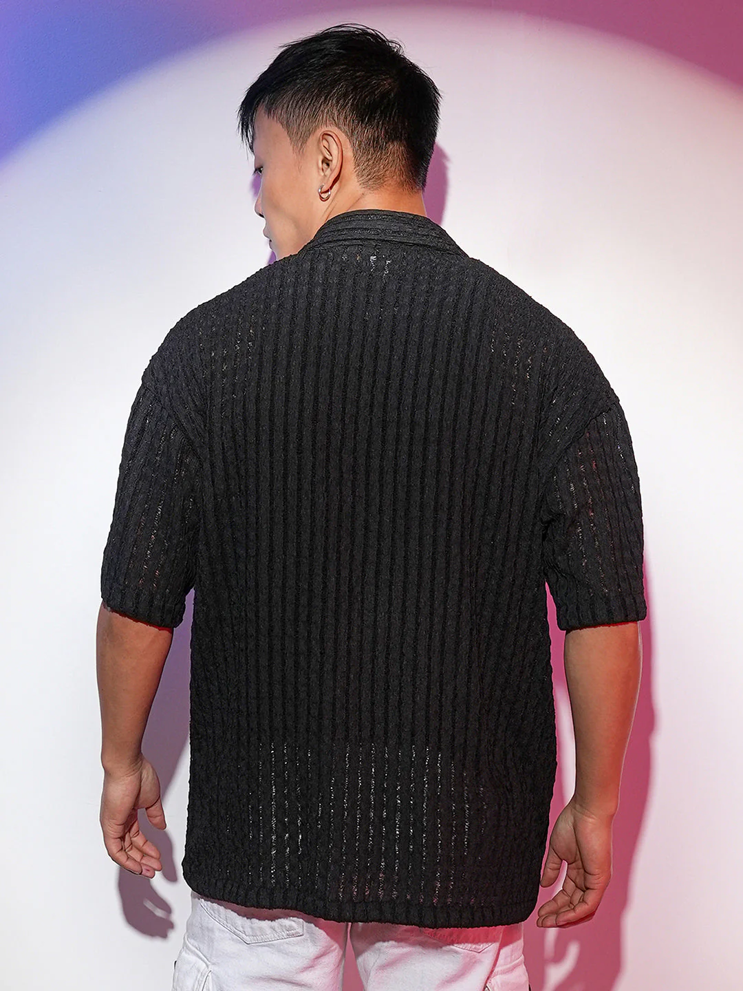 Striped Knit Oversized Shirt - Image 4