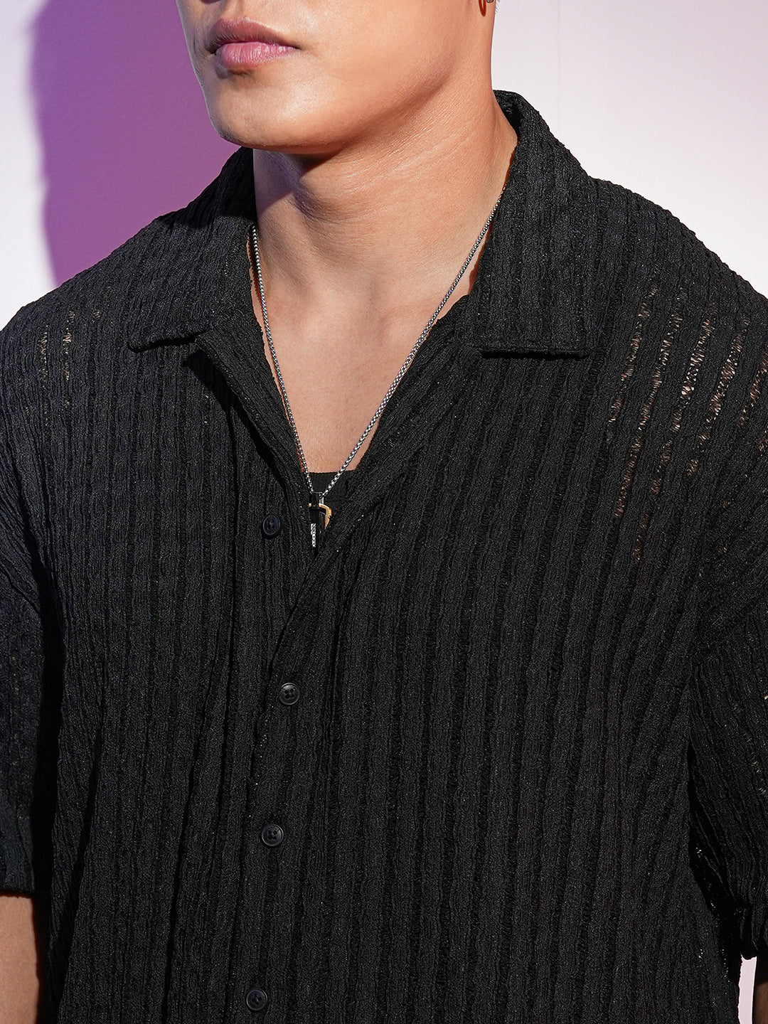 Striped Knit Oversized Shirt - Image 7