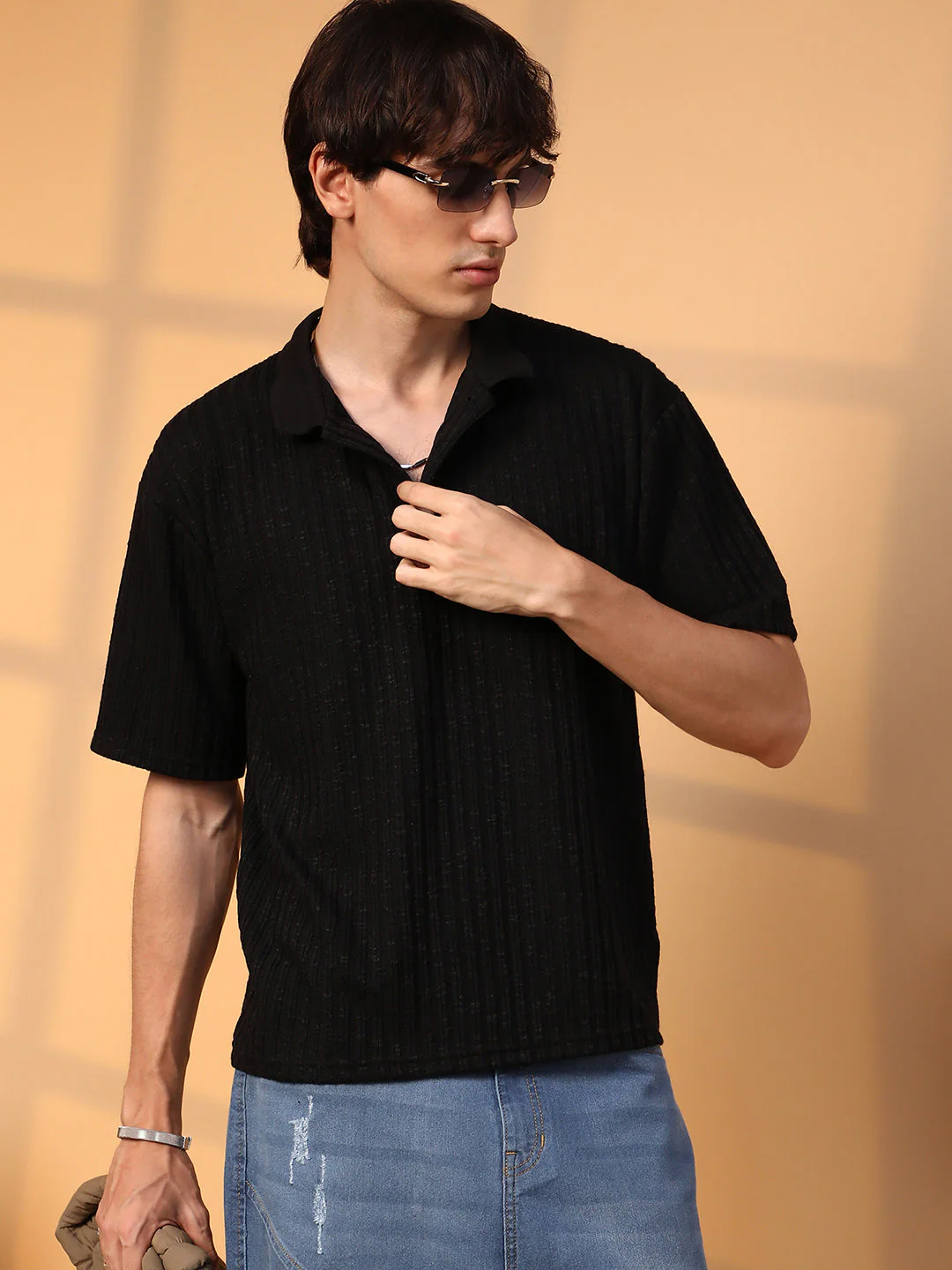 Striped Oversized Polo T-Shirt - Image 3
