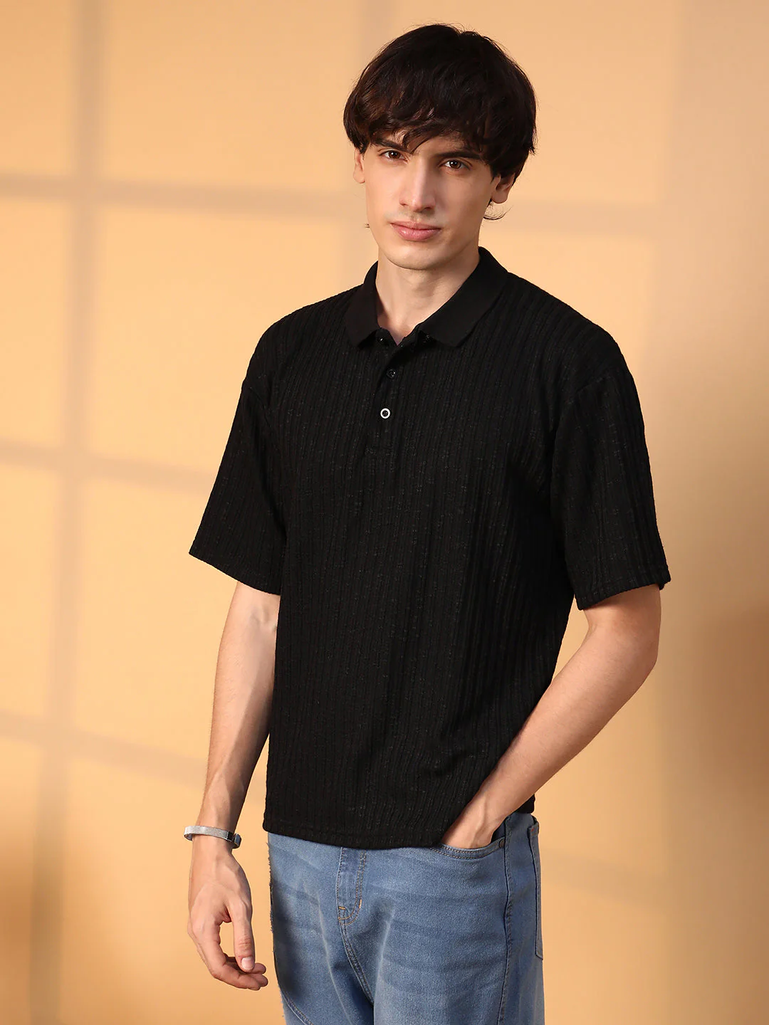 Striped Oversized Polo T-Shirt - Image 4