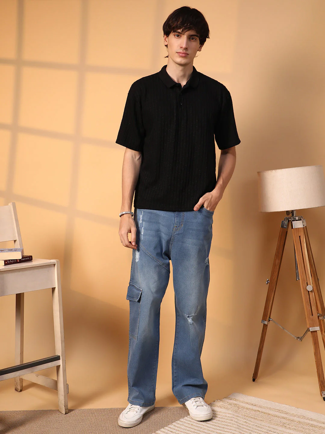 Striped Oversized Polo T-Shirt - Image 6