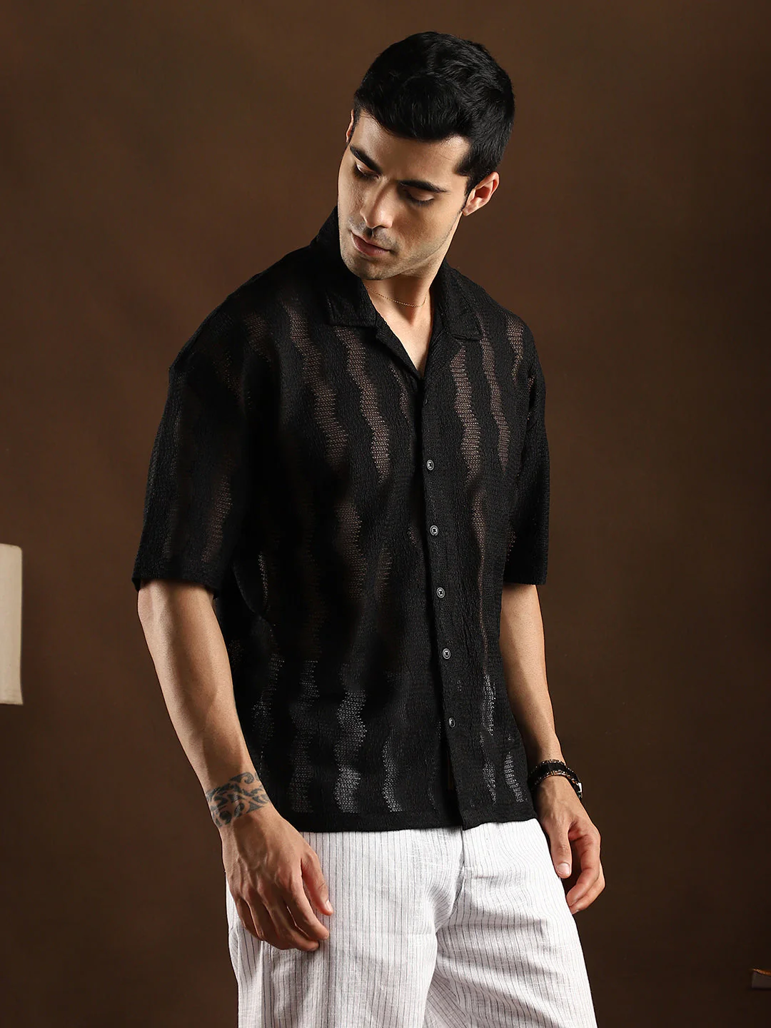 Swirl Open-Knit Resort Shirt - Image 3