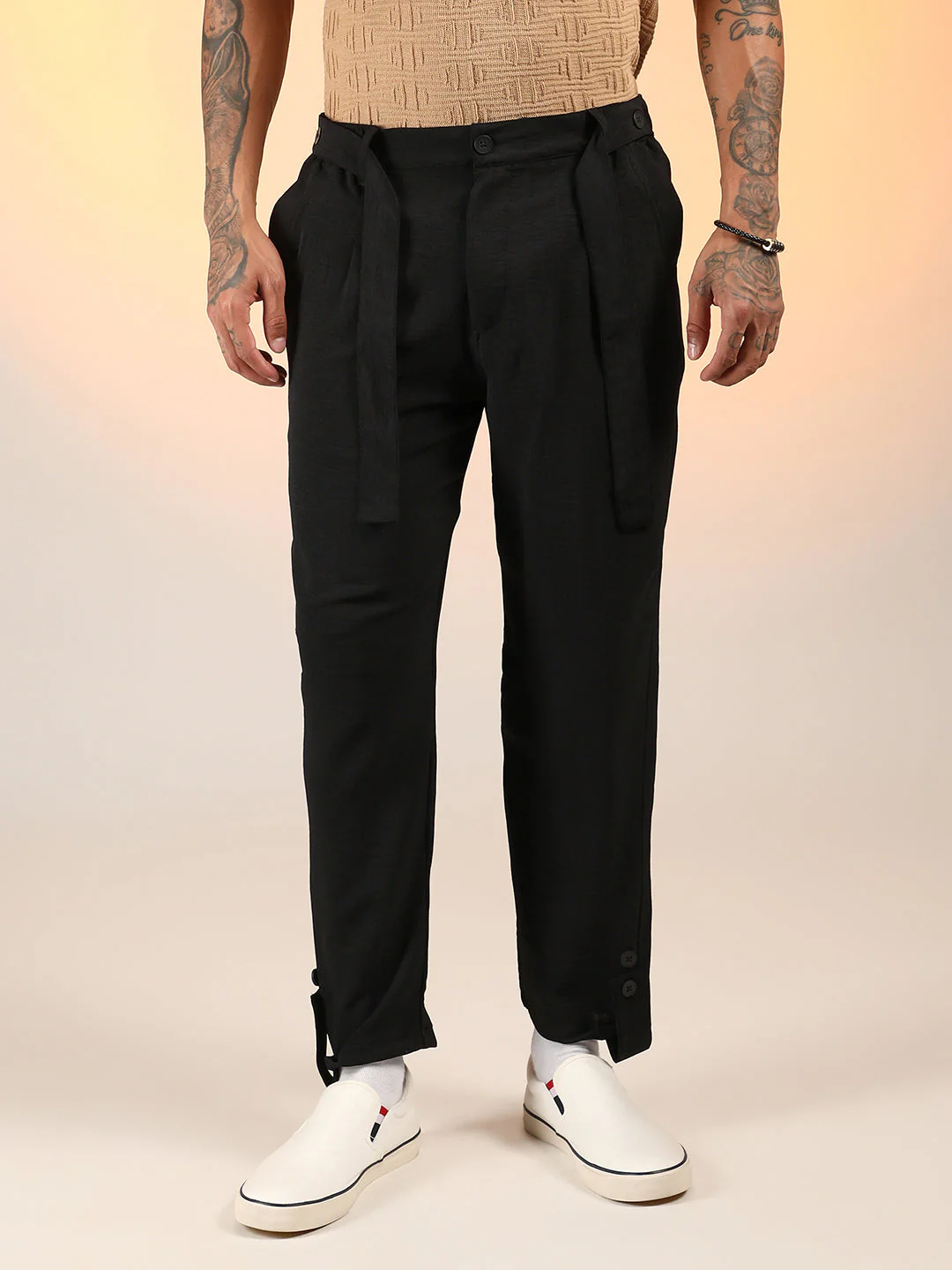 Lightweight - Tapered Pleated Trousers - Image 2