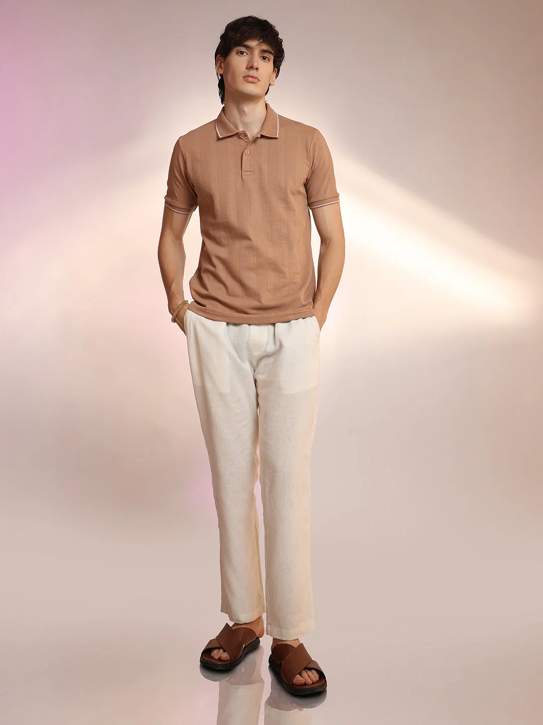 Lined-Knit Polo T-Shirt - Image 5