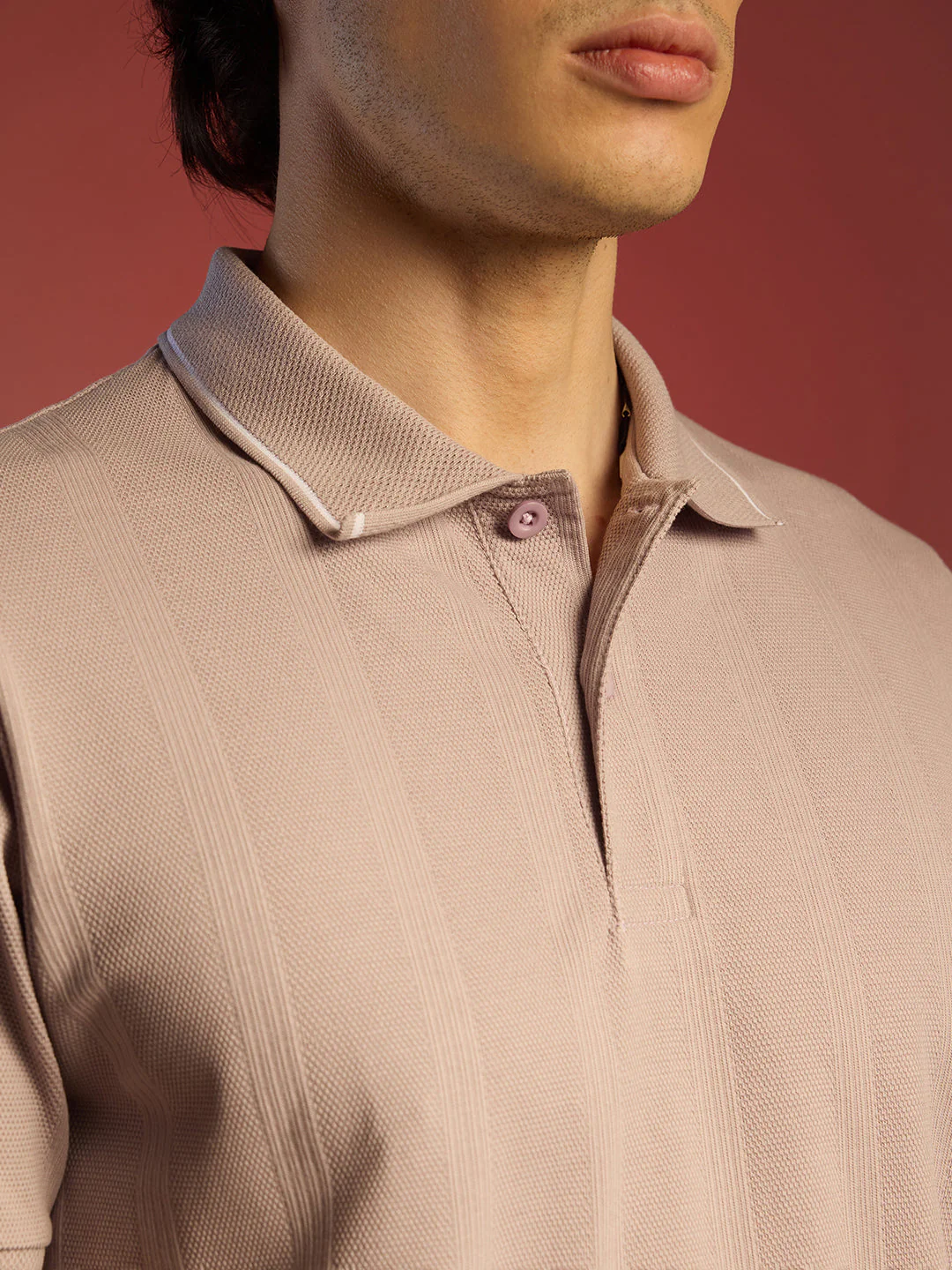 Lined-Knit Polo T-Shirt - Image 8