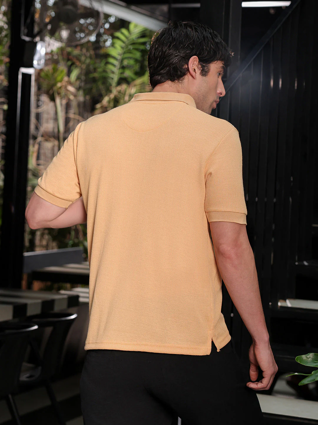 Solid Ribbed Polo T-Shirt - Image 4