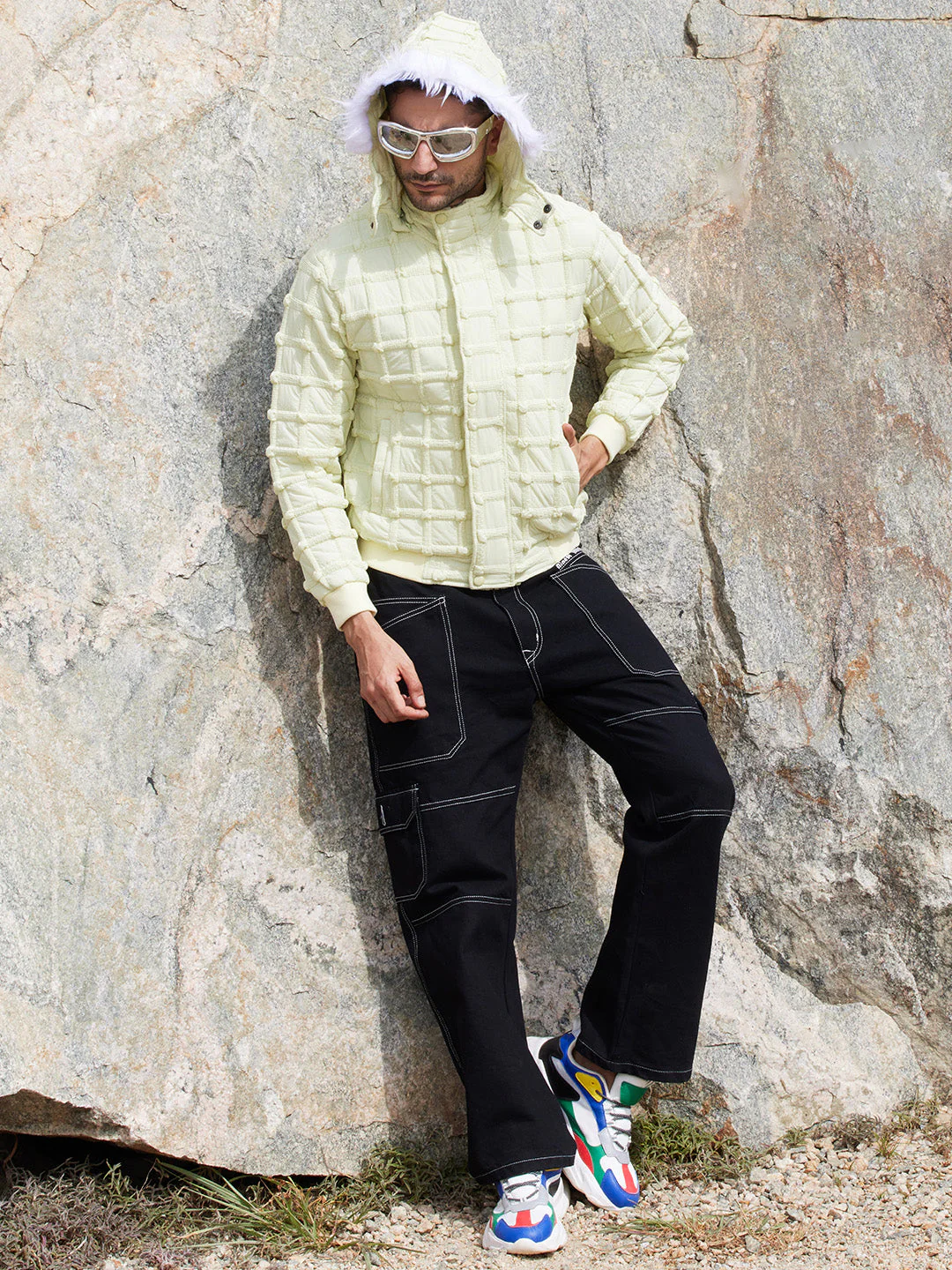 Self-Design Puffer Jacket With Fleece Hood - Image 6