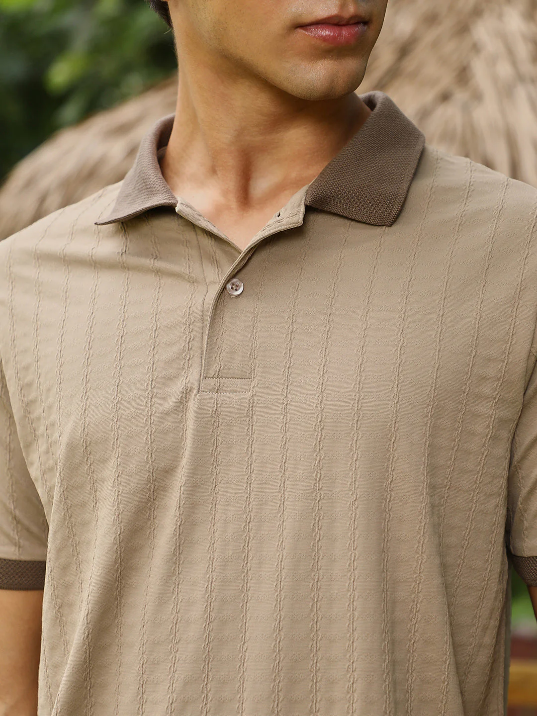 Rope-Lined Textured Polo T-Shirt - Image 7