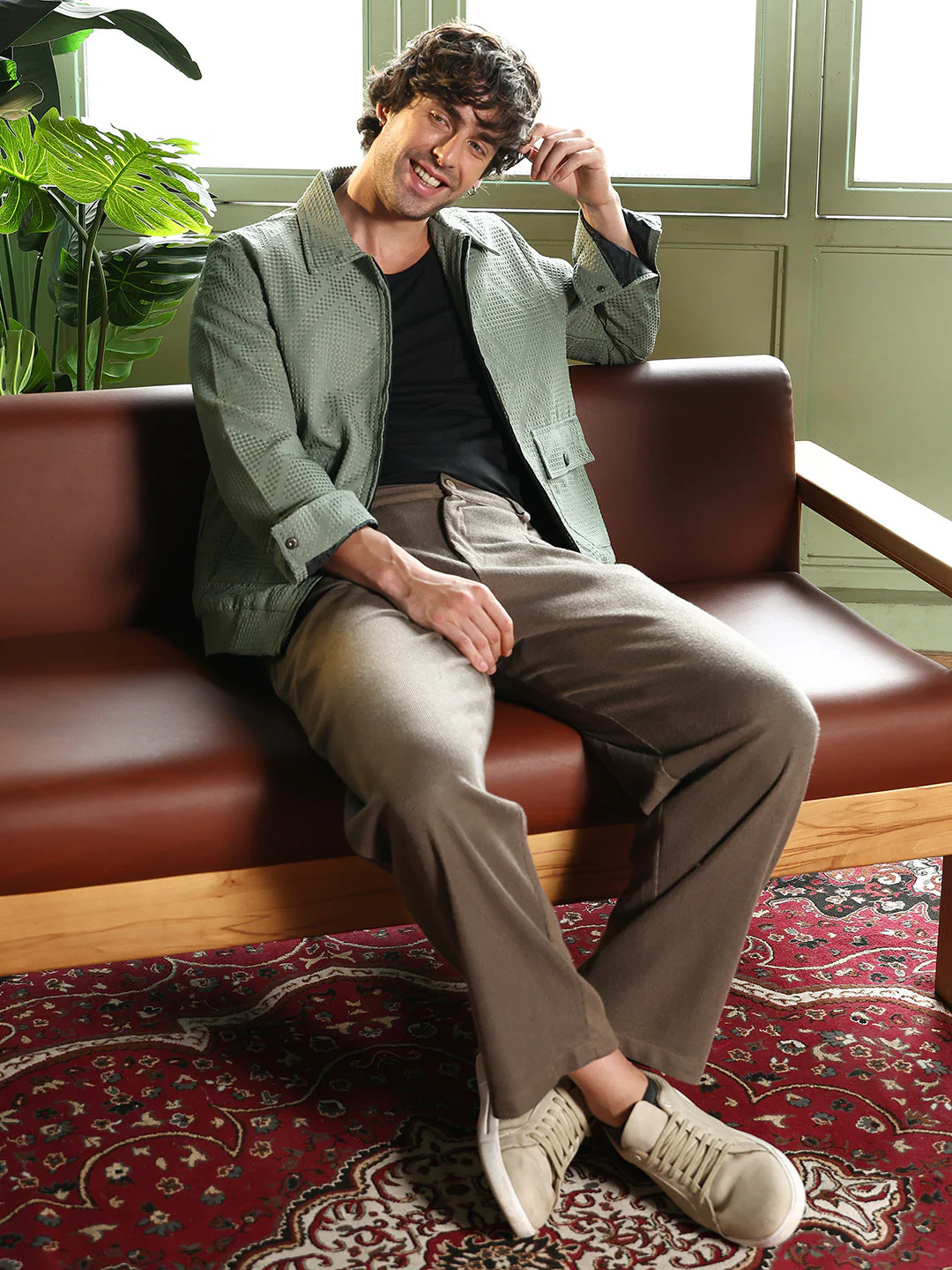 Rhombus-Jacquard Zip-Front Jacket - Image 6