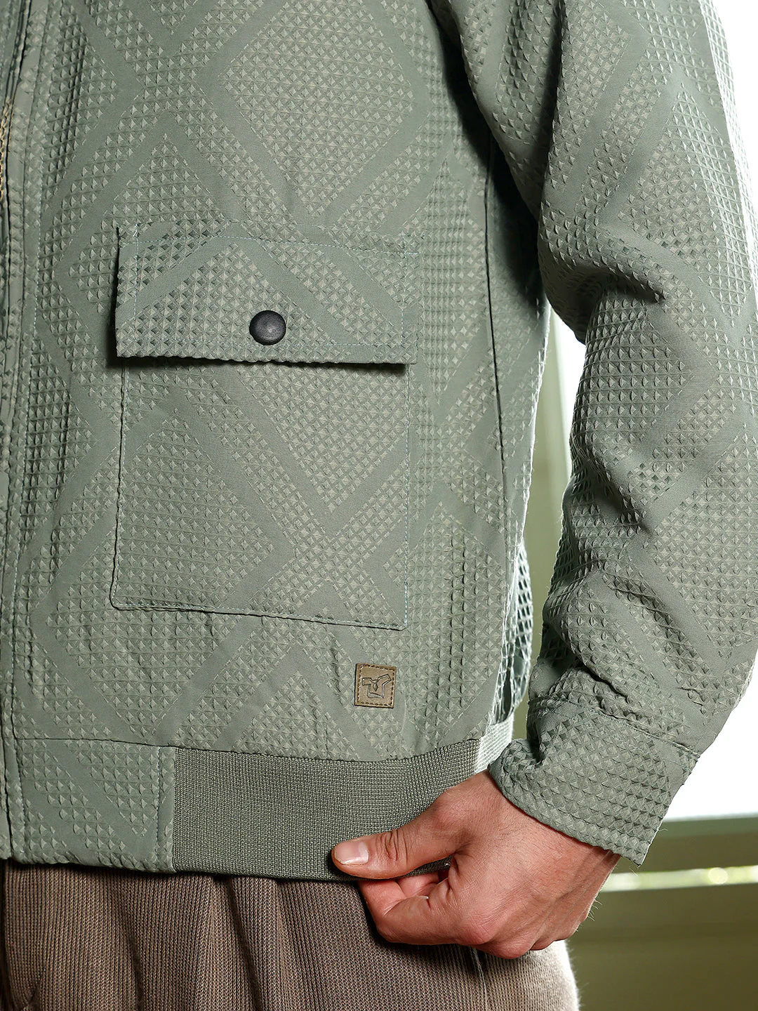 Rhombus-Jacquard Zip-Front Jacket - Image 8