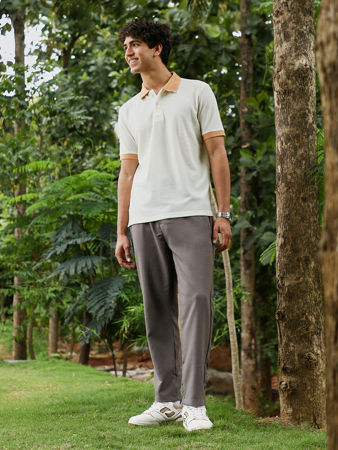 Block-Textured Knit Polo T-Shirt - Image 5