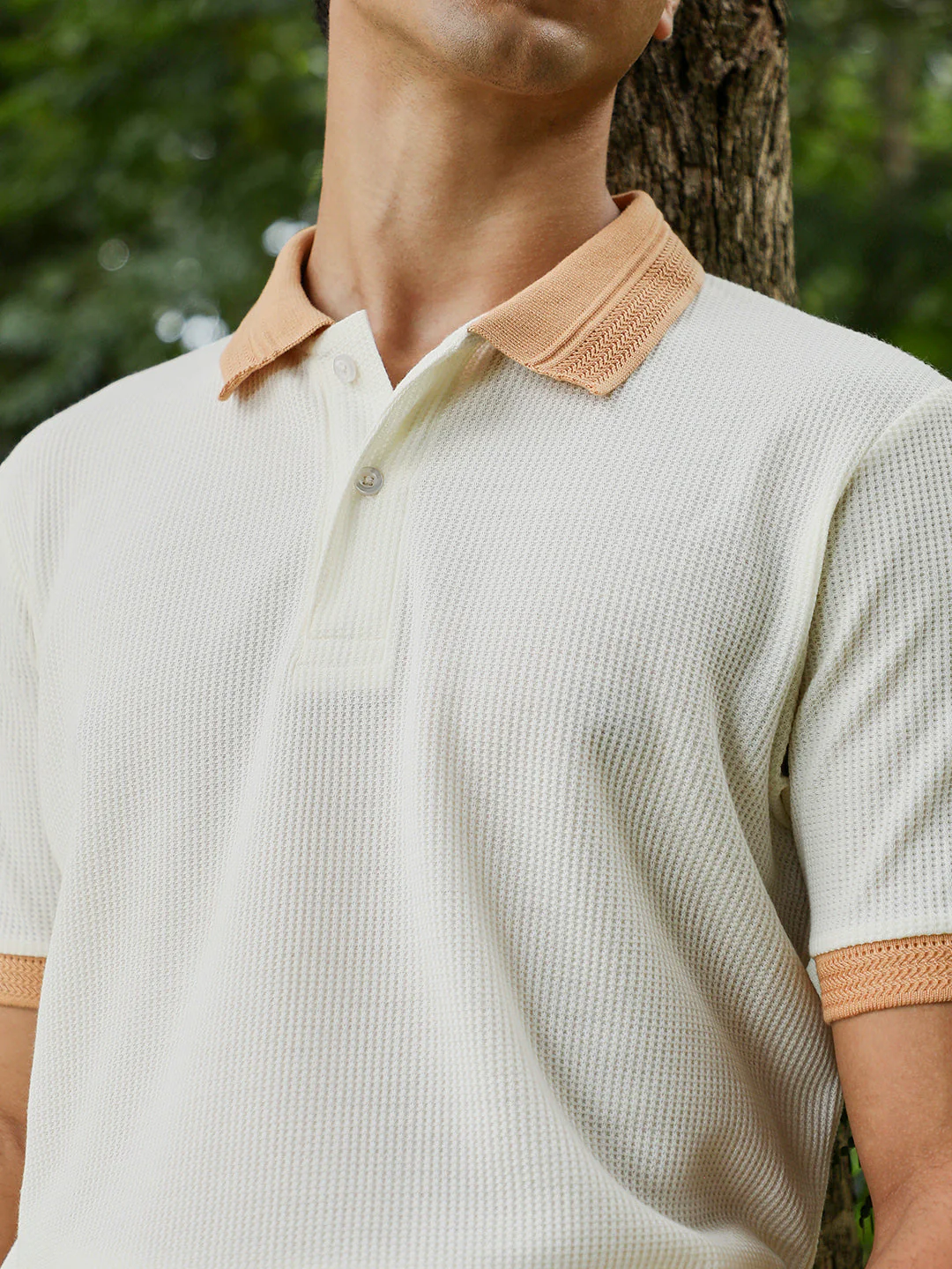 Block-Textured Knit Polo T-Shirt - Image 7