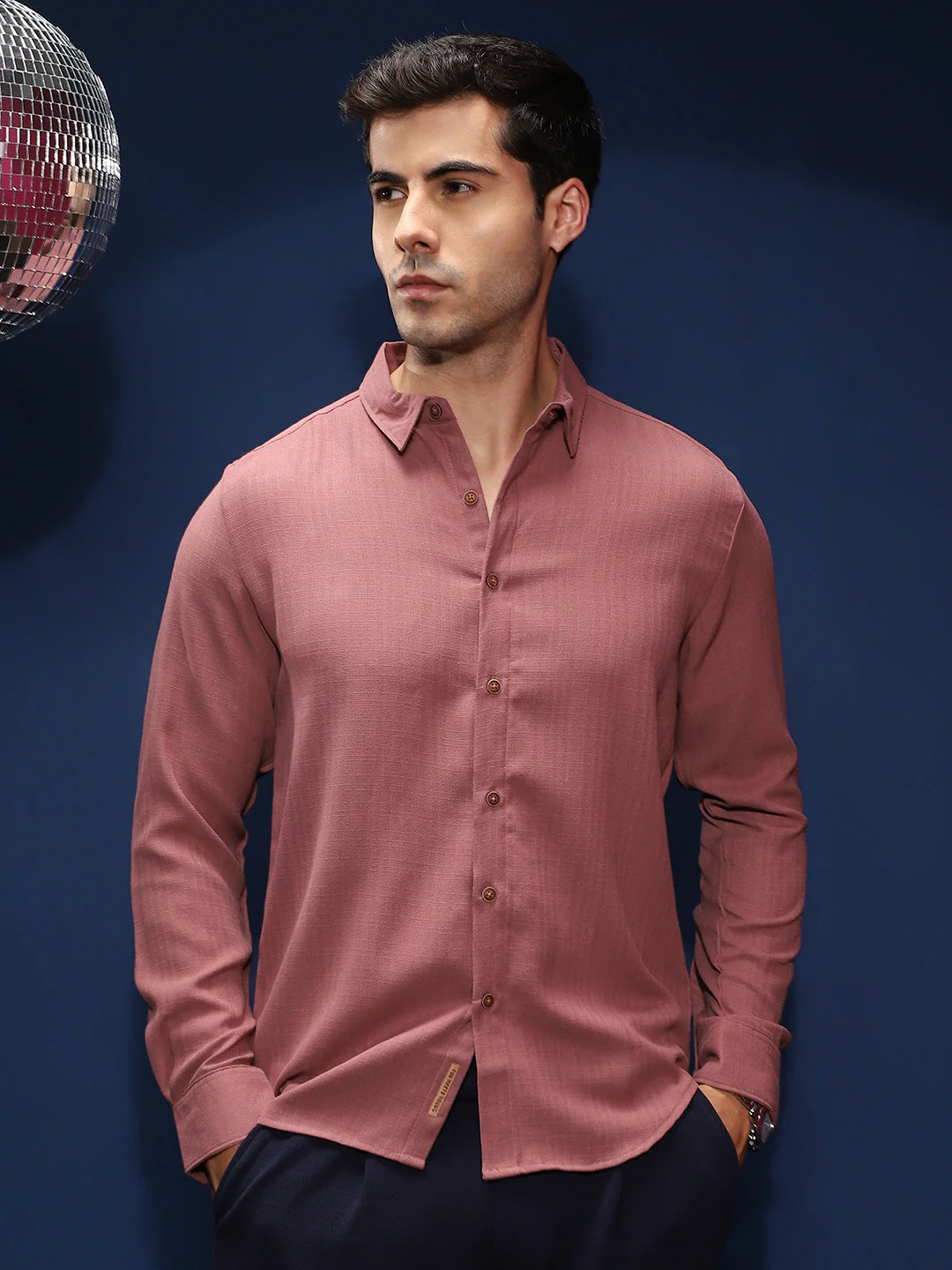Solid-Woven Regular Shirt - Image 2