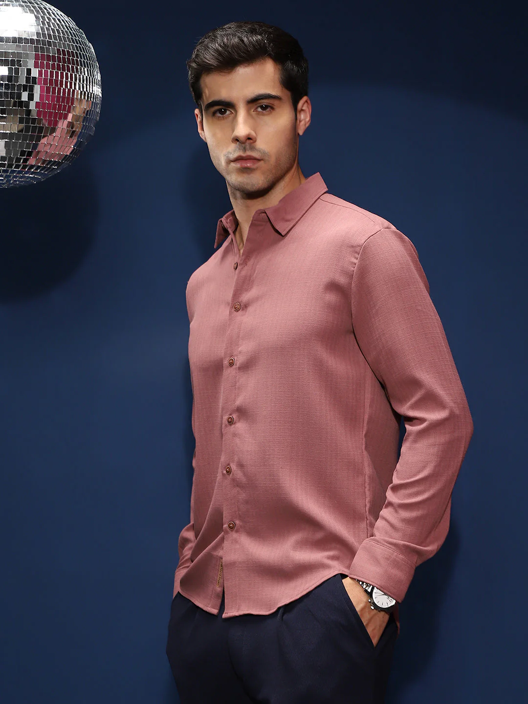 Solid-Woven Regular Shirt - Image 3